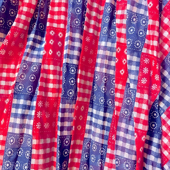 Amazing Vintage 1970’s Pat Sandler Red & Blue Bandana Print Maxi Dress - Picture 2 of 8